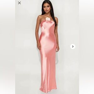 Elegant Pink Satin Strapless Dress nwt